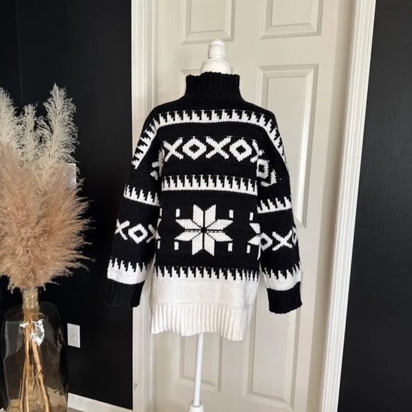 ASOS DESIGN high neck jumper in fair isle pattern in black 
Oversized Sz Medium - Picture 9 of 12